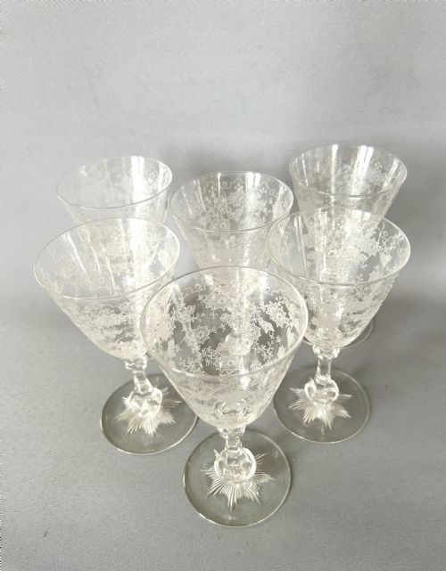 fig 1. A gorgeous set of 6 Edwardian etched port/sherry glasses