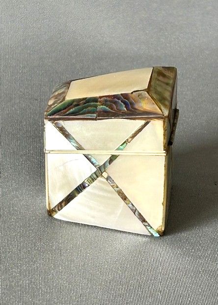 fig 1. A Victorian mother-of-pearl novelty thimble holder