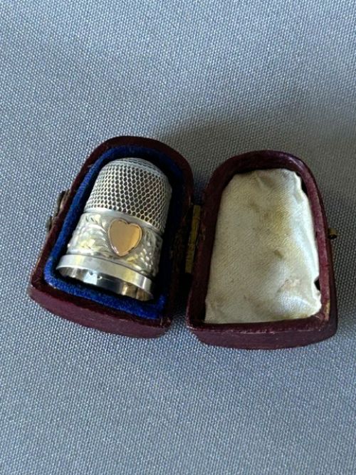 A Rare Chester Silver & 9ct Gold Cased Thimble