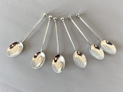 fig 1. An exquisite set of 6 handspainted silver & enamel coffee spoons