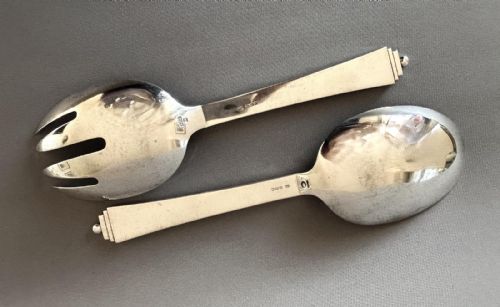 fig 1. Outstanding Quality Pair of Georg Jensen Silver Servers