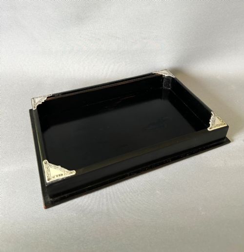 fig 1. An Attractive George V silver & ebony desk tidy