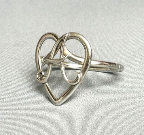 fig 1. A rare Victorian silver heart shaped napkin ring initial 'A'