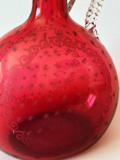 fig 1. A fabulous Edwardian silver & cranberry glas wine jug