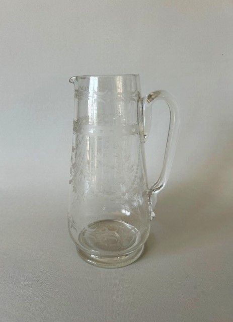 fig 1. A lovely etched Victorian glass water/lemonade jug