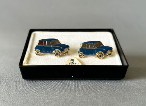 fig 1. A rare vintage pair of novelty enamel Austin Mini cufflinks