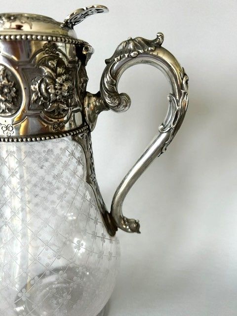 fig 1. An outstanding mid Victorian silver & glass claret jug