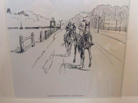 fig 1. Framed 1930's print of Newmarket - horse racing interest