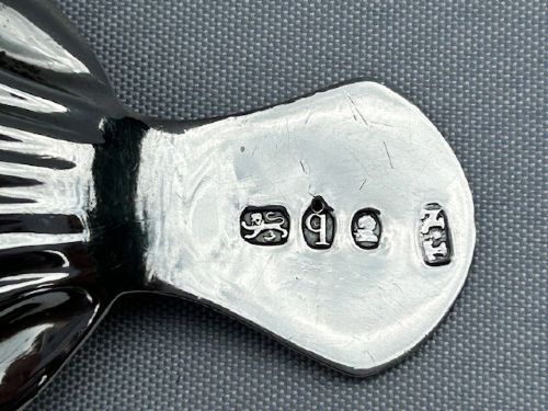 fig 1. An 18th Century Bright Cut silver caddy spoon