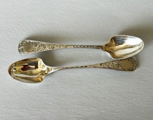 fig 1. A rare pair of engraved Georgian silver egg spoons