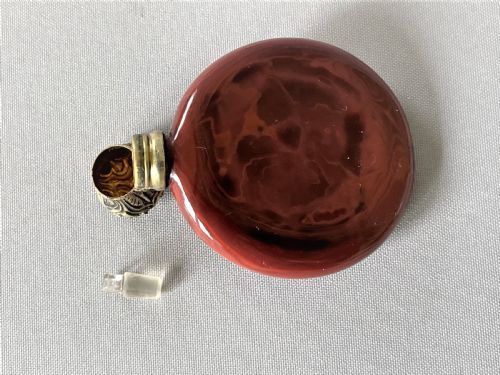 fig 1. A rare 19th Century silver gilt & Lithyalin glass scent bottle