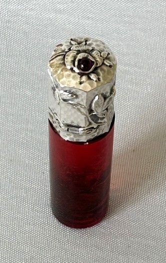 fig 1. A rare Aesthetic  Movement German silver mounted scent bottle