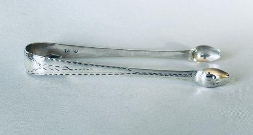 fig 1. A gorgeous pair of Georgian Newcastle silver sugar tongs