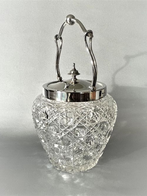 fig 1. A Victorian silver plated & cut glass biscuit barrel