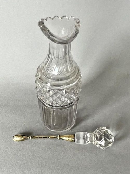 fig 1. A rare Victorian cut glass & silver gilt cayenne bottle & spoon