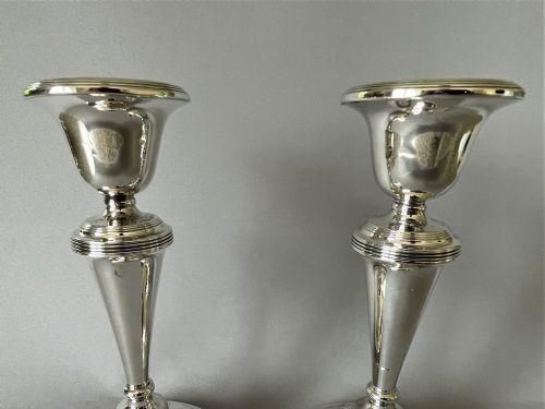 fig 1. A handsome pair of Edwardian silver candlesticks