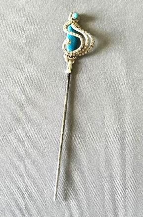 A Charles Horner Chester Silver, Enamel & Turquoise Stick Pin