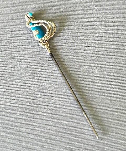 fig 1. A Charles Horner Chester silver, enamel & turquoise stick pin