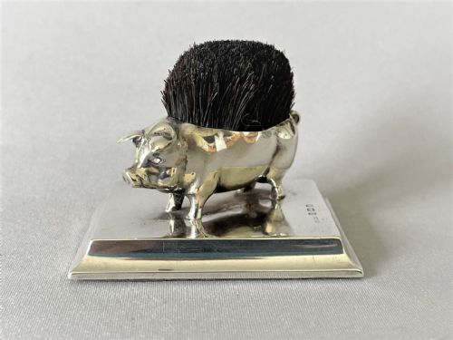 A Rare Edwardian Silver Pig Pen Wipe