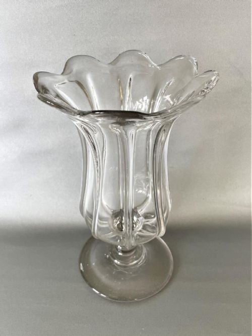 A DELIGHTFUL EARLY VICTORIAN RIBBED SMALL CELERY VASE - ADDITIONAL PHOTO 2