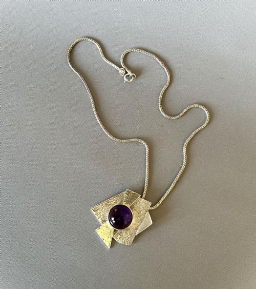 fig 2. A Modernist Danish Silver & Amethyst Pendant Necklace