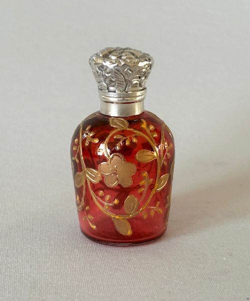 fig 1. A gorgeous Victorian silver & cranberry glass scent bottle