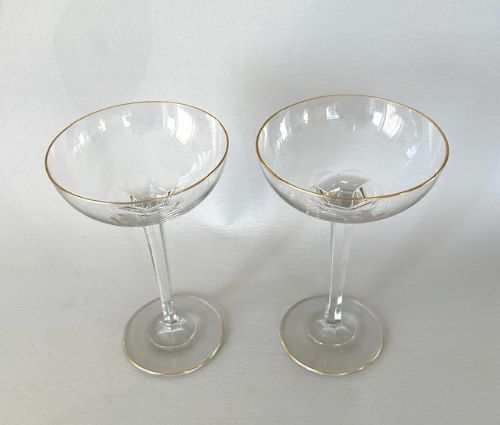 fig 1. A stunning pair of tall gilded French cocktail glasses