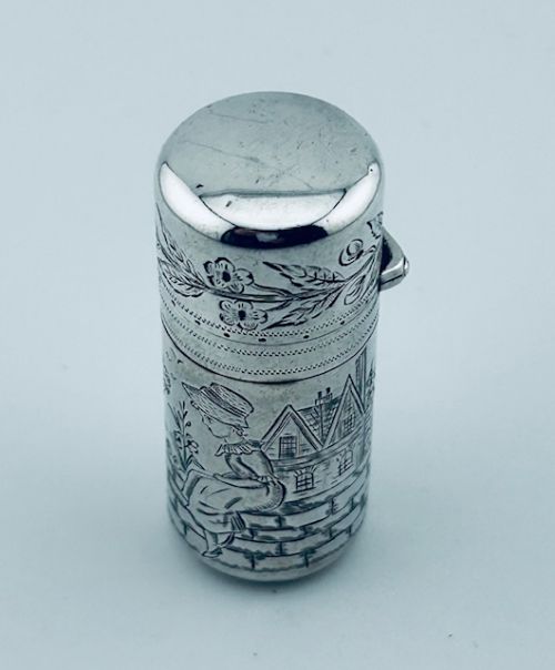 fig 1. A Sampson Morden Victorian Kate Greenaway silver scent bottle