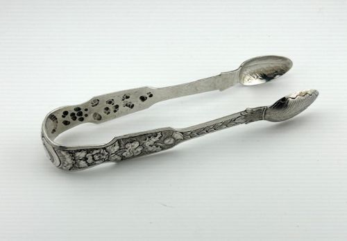 fig 1. An outstanding pair of Victorian Irish silver tongs