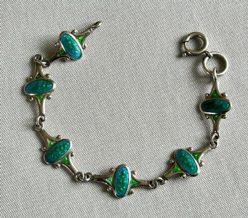 An Art Nouveau Vintage Silver & Enamel Bracelet