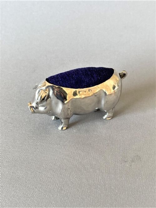A Fine Edwardian Silver Pig Pin Cushion