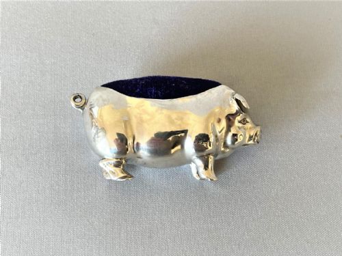 fig 1. A fine Edwardian silver pig pin cushion