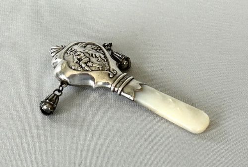 A Rare Scottish Silver & Mother-of-pearl Rattle