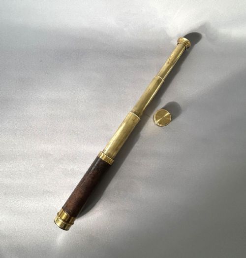 A Handsome Victorian Three Draw Brass Mounted Telescope