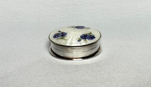 An Exquisite Small Silver & Guilloche Enamel Trinket Pot