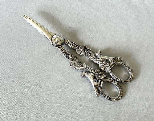 A Superb Vintage Pair of Cast Silver Grape Shears