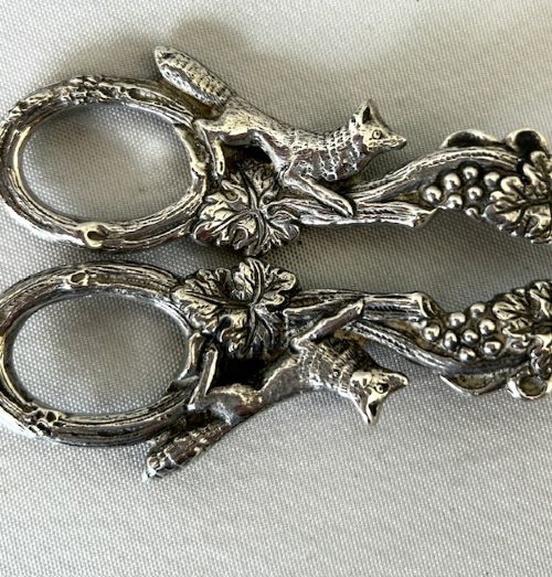 A superb vintage pair of cast silver grape shears View IV