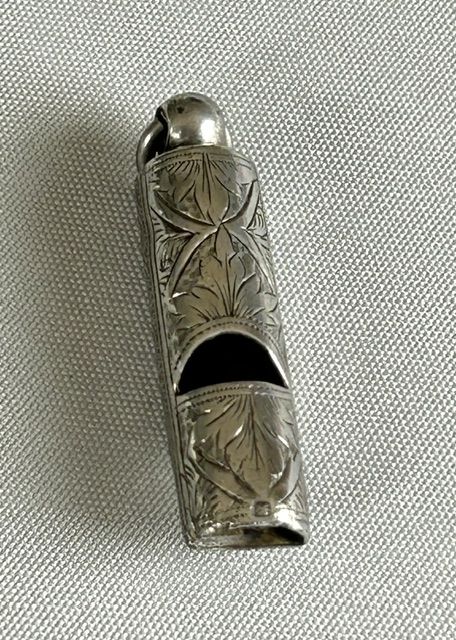 A Gorgeous Engraved Victorian Silver Dog Whistle