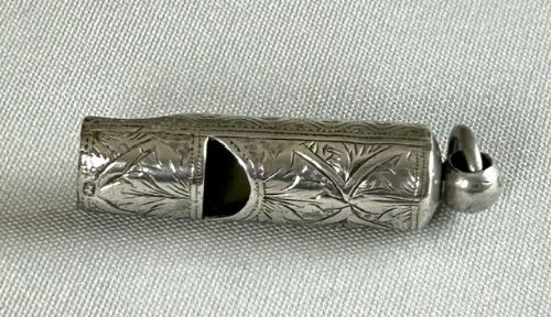 fig 1. A gorgeous engraved Victorian silver dog whistle