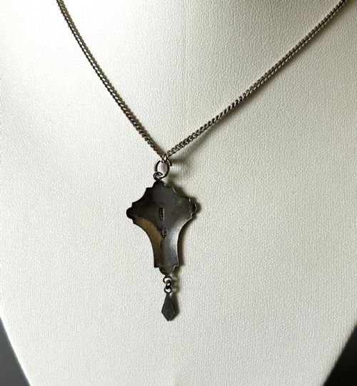 A GORGEOUS ART NOUVEAU SILVER ENAMEL PENDANT NECKLACE - ADDITIONAL PHOTO 4