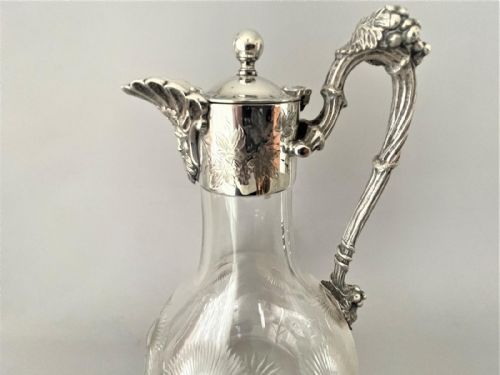 A WONDERFUL VICTORIAN SILVER PLATED CUT GLASS CLARET JUG - ADDITIONAL PHOTO 6