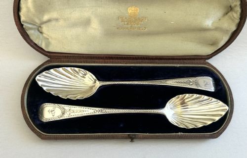 A Lovely Pair of Boxed Early Victorian Silver Spoons