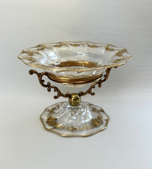 A STUNNING FRENCH GILDED DISH AND ORMOLU STAND