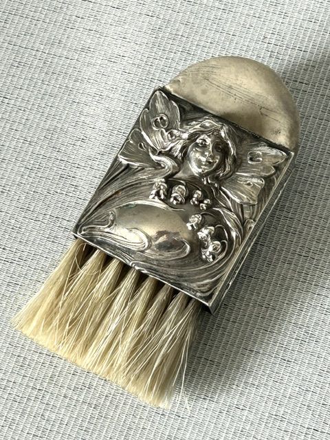 A Rare Art Nouveau Sterling Silver Desk Brush/eraser Combo