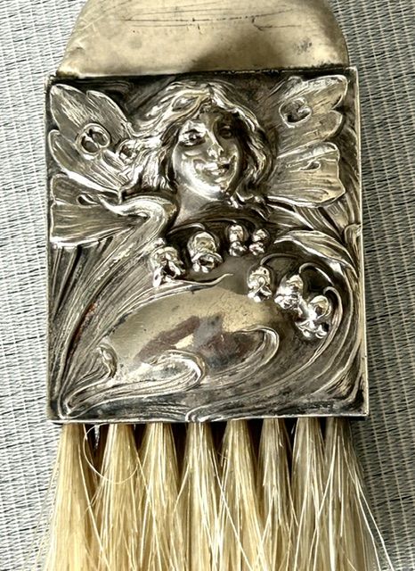 fig 1. A rare Art Nouveau Sterling silver desk brush/eraser combo