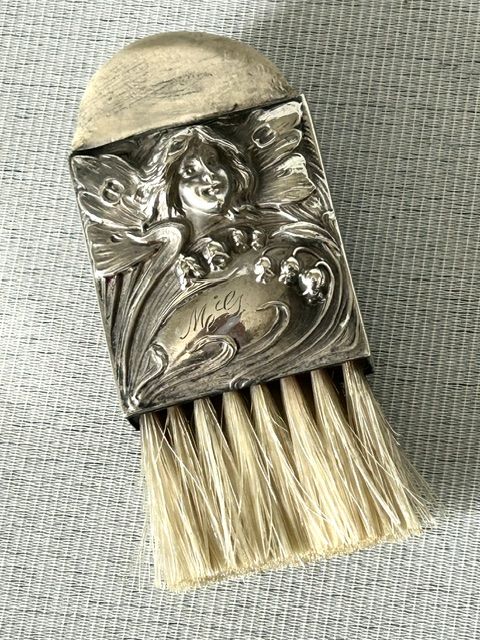 fig 2. A rare Art Nouveau Sterling silver desk brush/eraser combo