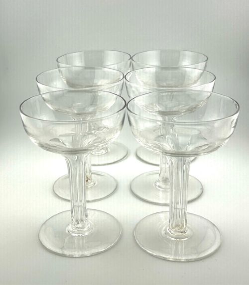 A Superb Set of 6 Victorian Hollow Stem Champagne Glasses