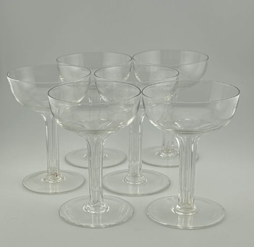 fig 1. A Superb Set Of 6 Victorian Hollow Stem Champagne Glasses