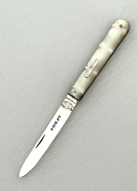 fig 1. A lovely Edwardian silver & mother-of-pearl fruit knife