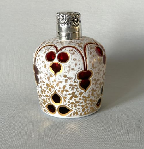 A Stunning Edwardian Silver Mounted Bohemian Scent Bottle